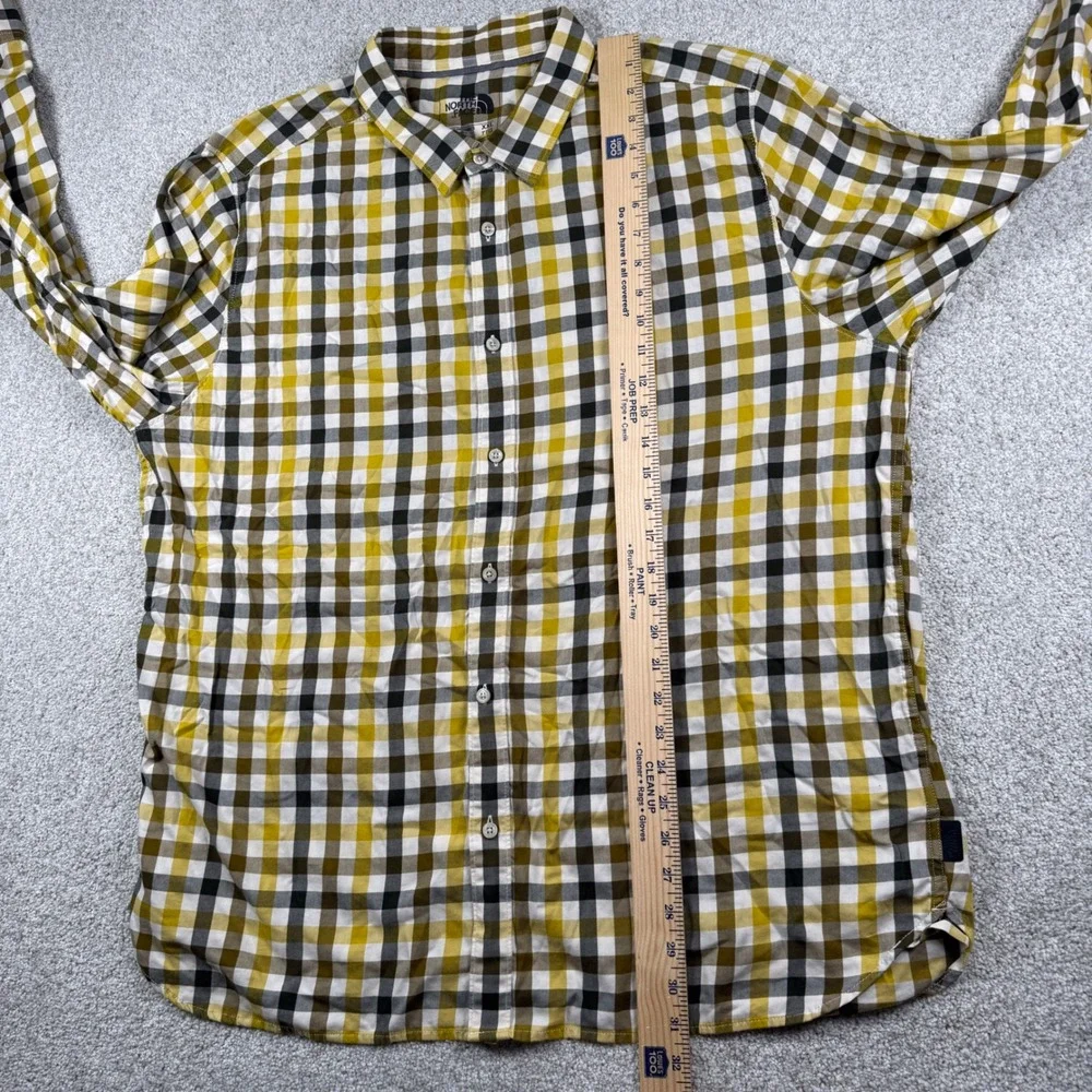 The North Face Button Down Mens XXL Yellow Plaid Long Sleeve Shirt